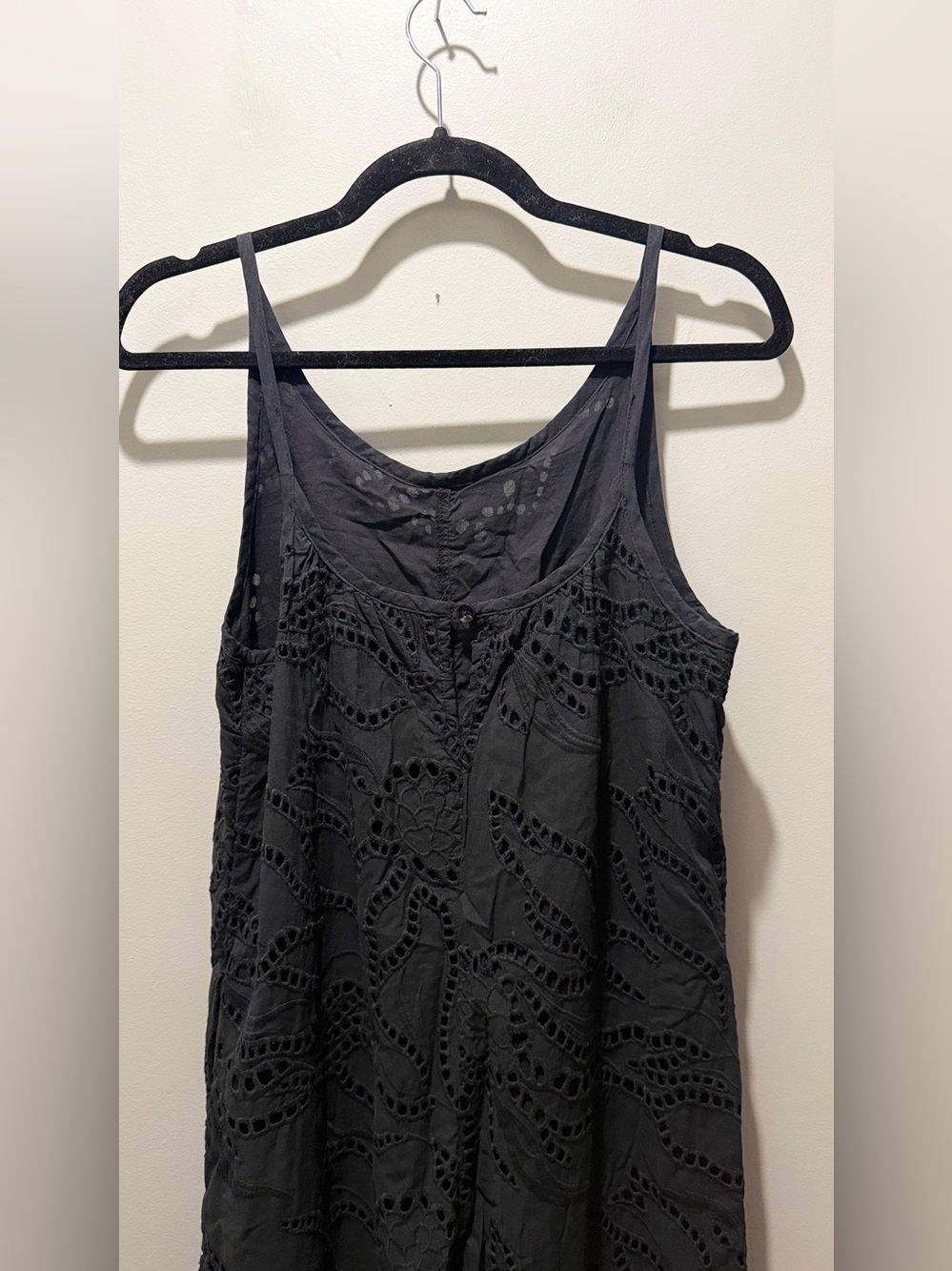 Anthropologie Maeve Chrysanthemum Eyelet Wide-Leg Jumpsuit - Black - Picture 7 of 8